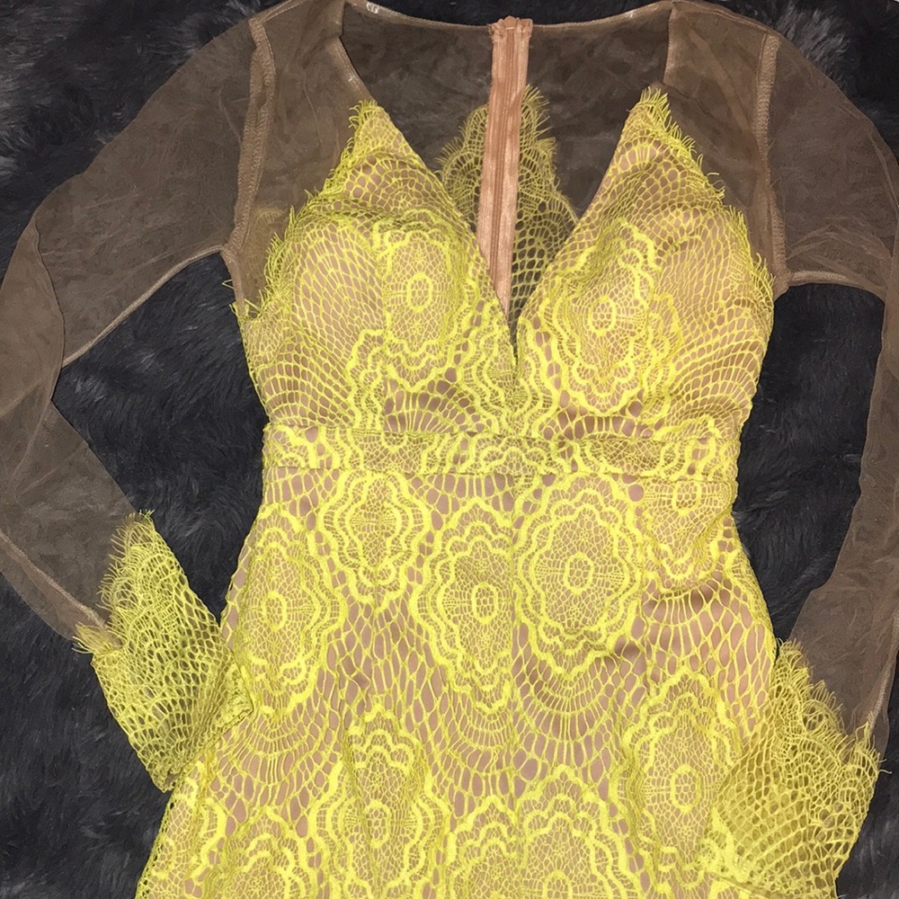 Boutique yellow lace dress